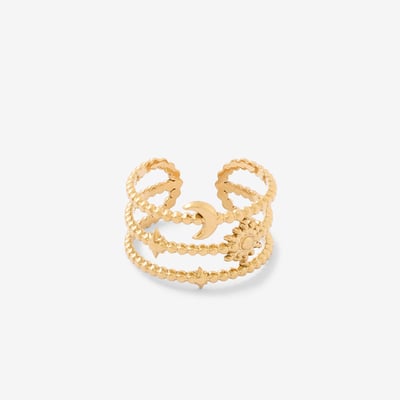 Bague multi rangs dorée en acier inoxydable BALABOOSTE