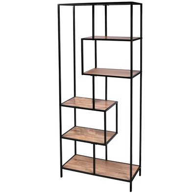 Étagère bibliothèque en métal noir et bois 6 étagères 77x33x185cm URBAN LIVING
