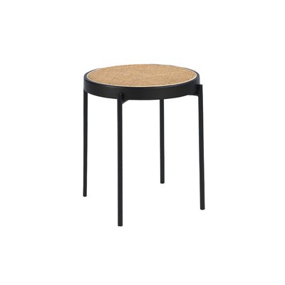 Table d'angle ronde en rotin et acier ANGEL CERDA