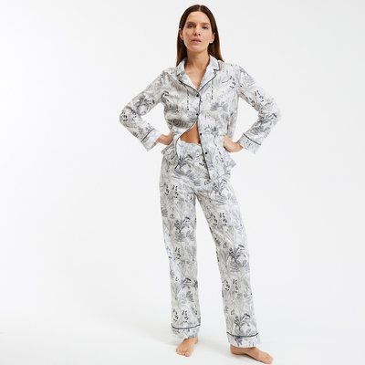 Pyjama forme veste en satin de coton LA REDOUTE COLLECTIONS