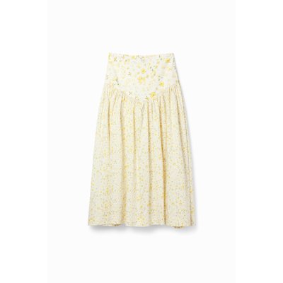 Jupe midi froncée fleurs DESIGUAL