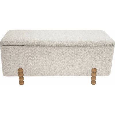 Banc coffre  tissu bouclette pieds bois ambiance cosy RECOLLECTION