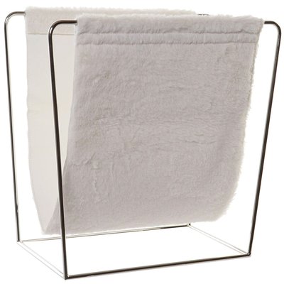 Porte revues en métal chromé et tissu velours blanc WADIGA