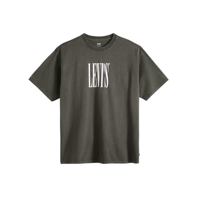T-shirt en coton gris imprimé à coupe droite pourvu d'un col rond LEVI'S