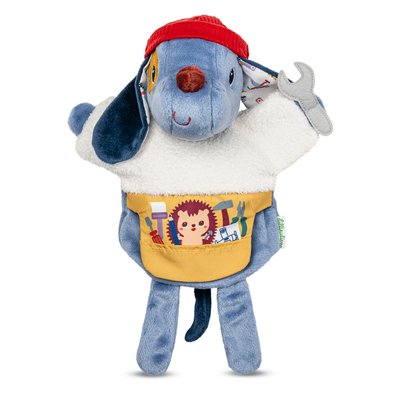 Jules le chien - marionnette à main - bleu - 32cm LILLIPUTIENS