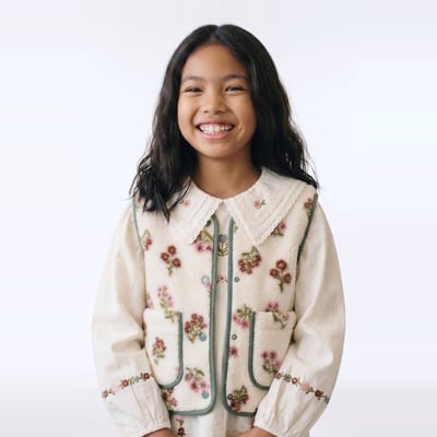Veste sans manches sherpa motifs fleuris MONOPRIX