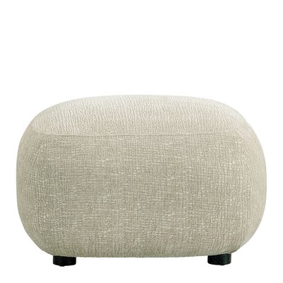 Pouf LISETTE en tissu jacquard de velours - Sable BLANC D’IVOIRE