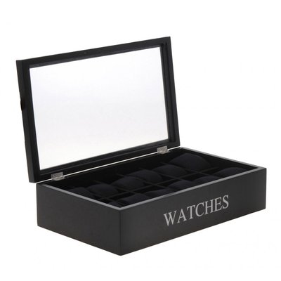 Coffret de Rangement pour 12 Montres en Bois Noir WADIGA