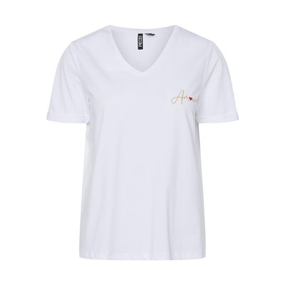 Camiseta de manga corta y cuello en pico PIECES