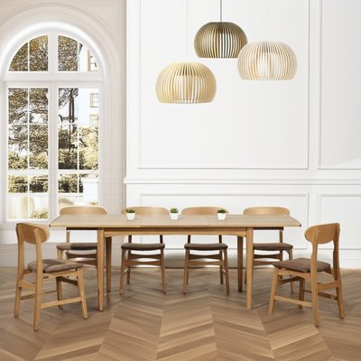 Table rectangulaire en chêne 1 rallonge 6/8 couverts DALHIA ROBIN DES BOIS