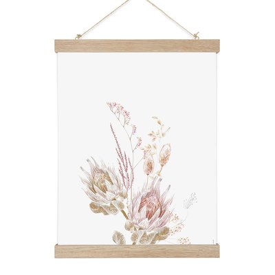 Protéa, affiche +  cadre chêne. 50cm x 70cm COTTON BIRD