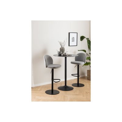 Tabourets de bar tissu gris clair piétement métal noir (lot de 2) - PATIA HELLIN, DEPUIS 1862