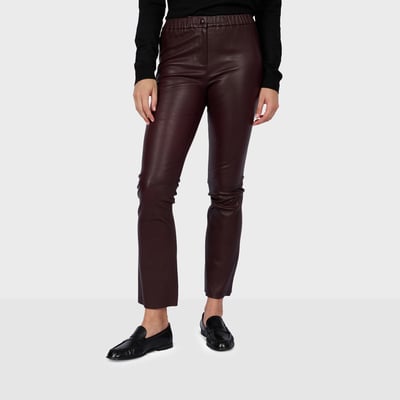 Pantalon slim en cuir taille élastiquée FREYA OAKWOOD