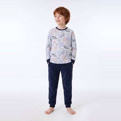 Pyjama velours manches longues imprimé contient du coton BIO GOTS MONOPRIX