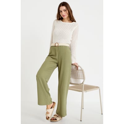 Pantalon large fluide ceinturé CACHE CACHE