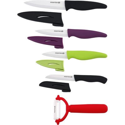 Set de couteaux 4 couteaux + 1 éplucheur lame céramique ESSENTIEL B