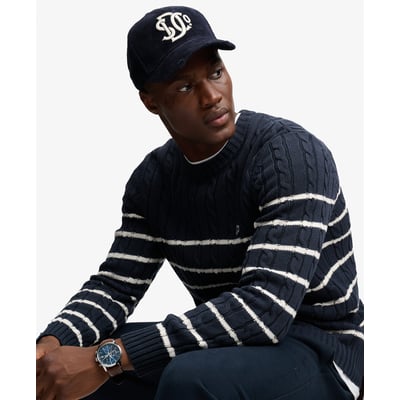 Pull en maille torsadée à rayures en coton SUPERDRY