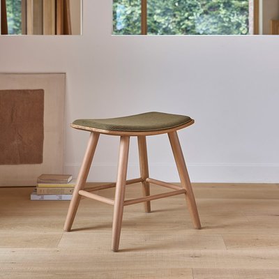 Tabouret en teck massif assise velours côtelé 45 cm  AMBRE BERAH GETAH