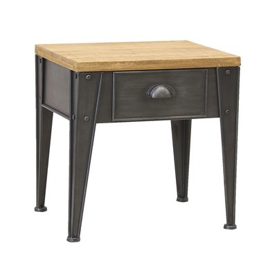 Table de nuit en métal et sapin AUBRY GASPARD