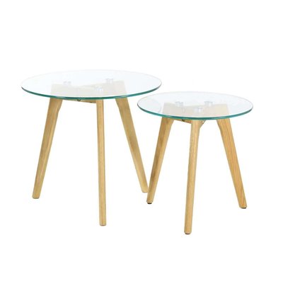 Lot de 2 tables gigognes rondes en verre trempé THE HOME DECO FACTORY