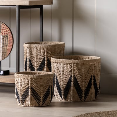 Set of 3 Orleton Baskets Natural and Black ÉDITÉ