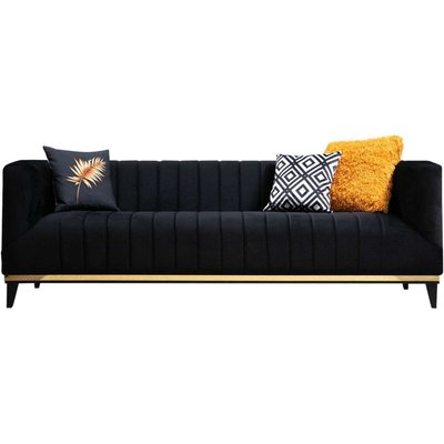 Canapé droit en tissu noir Bellino HANAH HOME