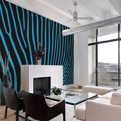 Papier peint intissé panoramique Zebra pattern (turquoise) EDEN