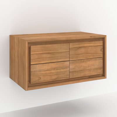 Meuble de salle de bain suspendu en bois de teck 90 cm - HERA RENDEZ-VOUS DÉCO