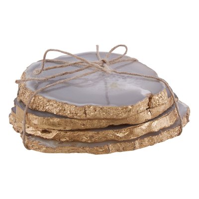 Set of 4 Agate Coasters with Gold Finish SO'HOME