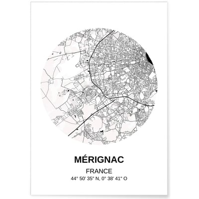 Affiche Carte Mérignac L'AFFICHERIE