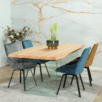 Table extensible design en bois de chêne blanc et verre 200 cm MESSINE PIER IMPORT