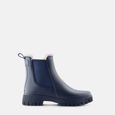 Bottines Femme En Cuir Véritable Bleu Foncé - Taille 36, Talon 3 Cm, Bon état