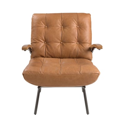 Fauteuil en cuir marron et frêne ANGEL CERDA