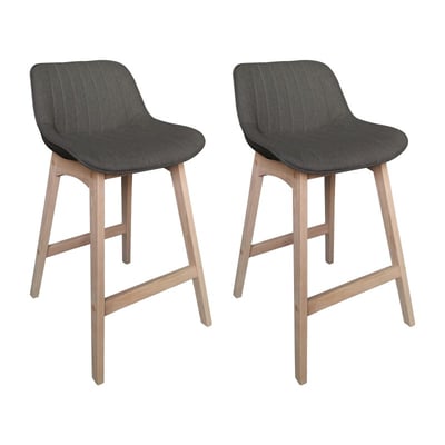 Lot de chaises d'îlot et bar en chêne et assise tissu 65cm MELLOW | Lot de 2 MOB IN