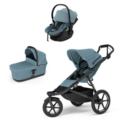 Poussette trio Urban Glide 3 Mid blue + siège auto Maple Mid blue + nacelle Urban Glide Mid blue THULE