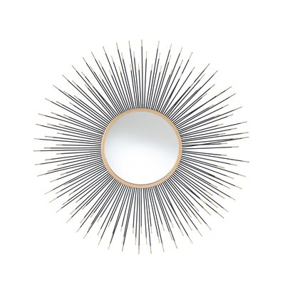 80cm Black Starburst Round Wall Mirror SO'HOME