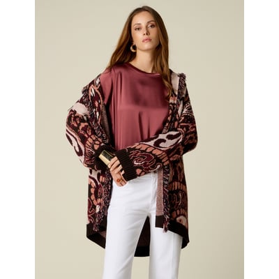 Cardigan long avec franges et cristaux OLTRE