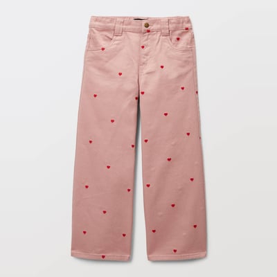 Pantalon large brodé en coton MONOPRIX