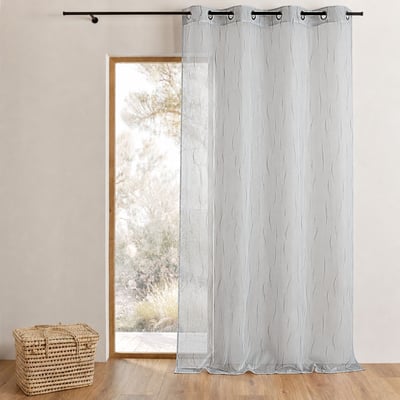 Voilage gris organza brodé motif de brindilles HOME MAISON
