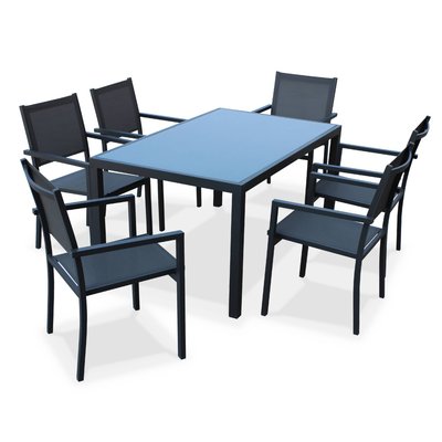 Table de jardin aluminium 6 fauteuils CAPUA 150 SWEEEK