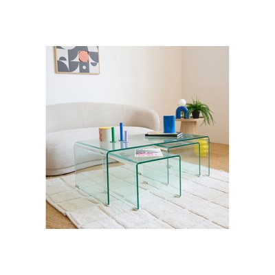 Tables basses gigognes contemporaines en verre L110 (set de 3) - IDORA HELLIN, DEPUIS 1862