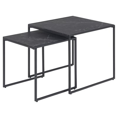Lot de 2 Tables d'appoint carré encastrables en mélaminé et métal TOILINUX
