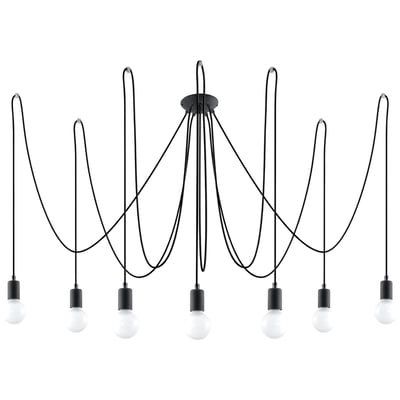 Lustre Tissu Noir E27 7 Edison EDEN