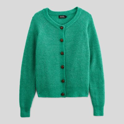 Cardigan col rond boutonné uni contenant de l alpaga MONOPRIX