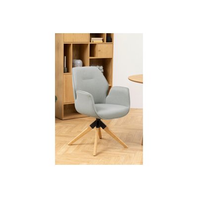 Fauteuil de salle à manger tissu et bois clair - RUBEN HELLIN, DEPUIS 1862
