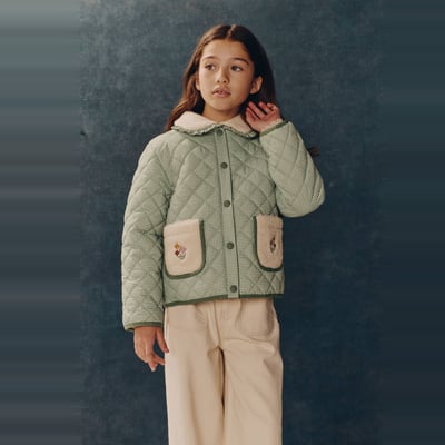 Veste matelassée vichy détails sherpa et broderies MONOPRIX