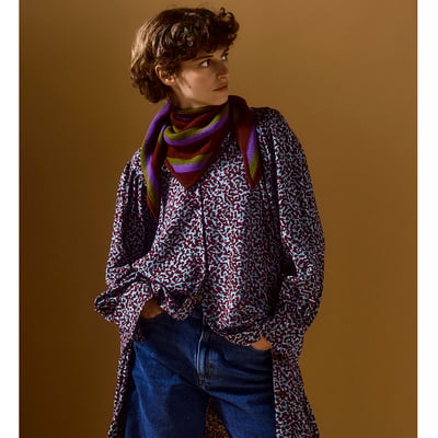 Foulard rayé, en laine mérinos LA REDOUTE X MAZORCAS