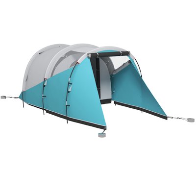 Tente de camping familiale tunnel 4-5 personnes dim. 4,6 x 2,6 x 1,9 m bleu gris OUTSUNNY