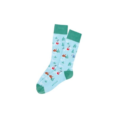 Chaussettes en coton imprimé Noël en altitude Lagon ARTHUR