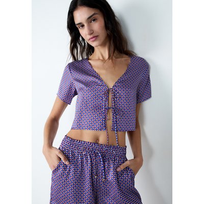 Blouse satinée manches courtes imprimée à nœuds MAILA ETAM
